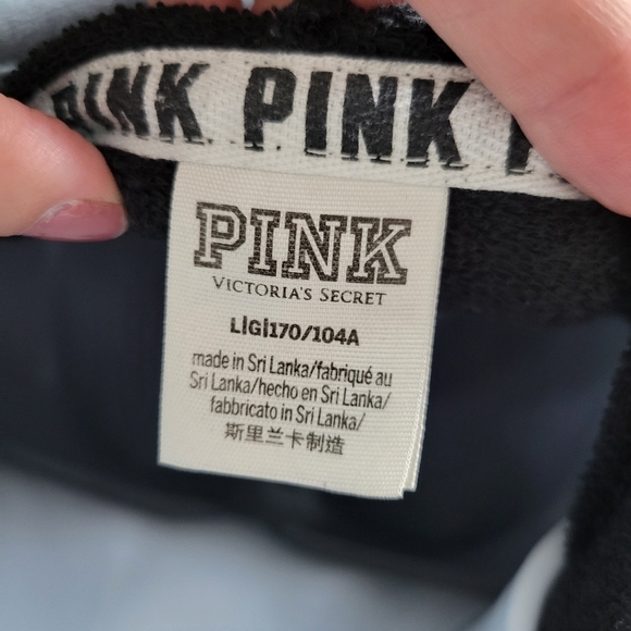 Pink Victoria's Secret VS Black Jacket White Colorblock Full Zip Hooded Large - Picture 5 of 6
